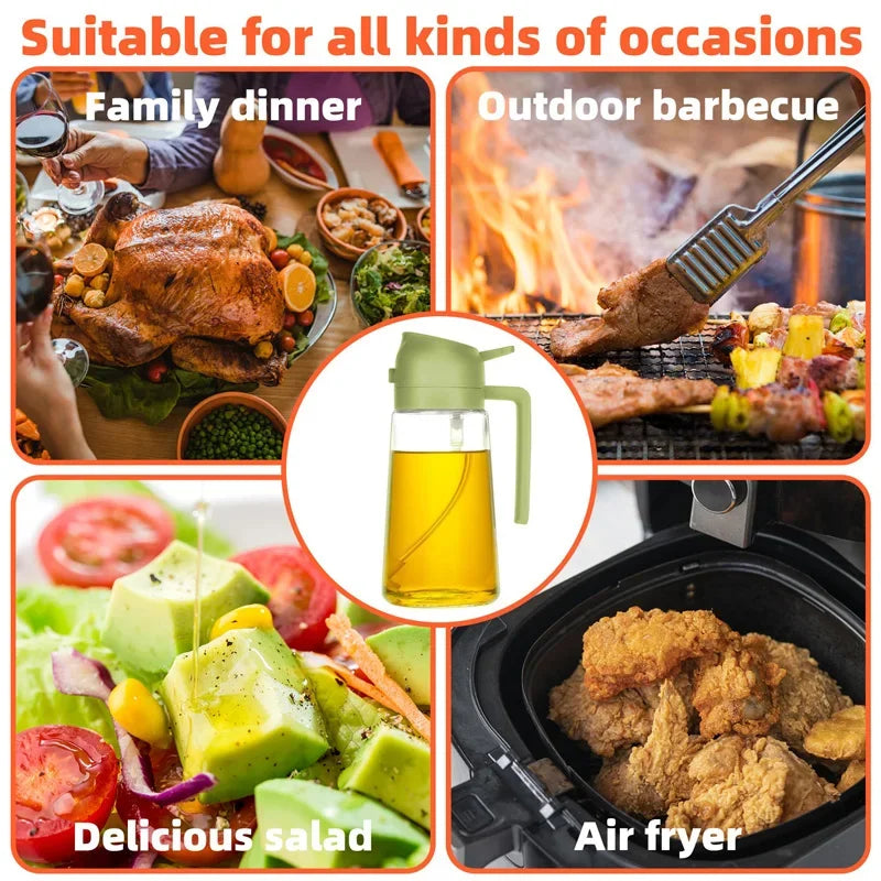 AeHome 2 In 1 500ml Plastic Oil Sprayer Bottle Dispenser for Cooking Baking and Grilling
