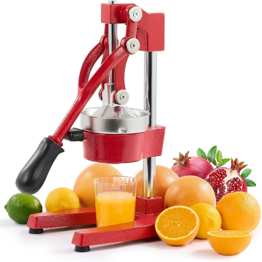 Red Manual Citrus Juicer Pro Hand Press for Oranges Lemons and Limes Easy to Clean