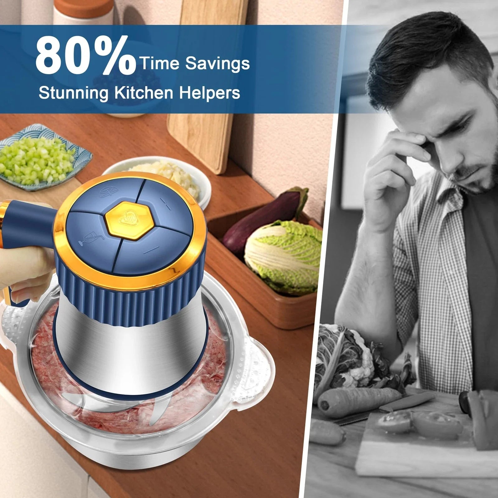 5L Electric Meat Grinder And Vegetable Slicer Chopper With 304 Stainless Steel Kitchen Processor