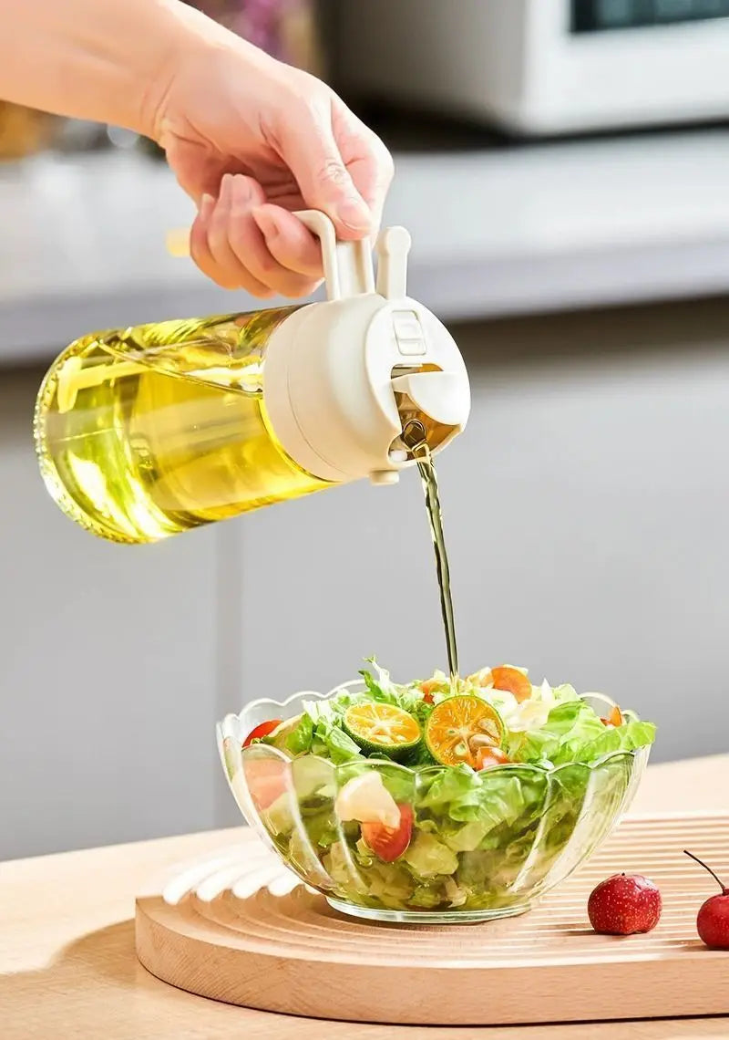 AeHome 2 In 1 500ml Plastic Oil Sprayer Bottle Dispenser for Cooking Baking and Grilling