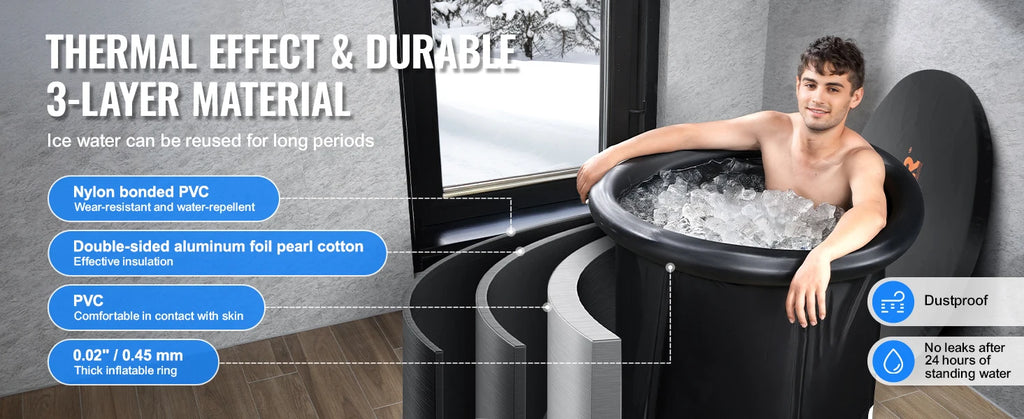 SucceBuy Portable Ice Bath Tub For Cold Water Therapy Inflatable Plunge Pool For Athletes Outdoor Use