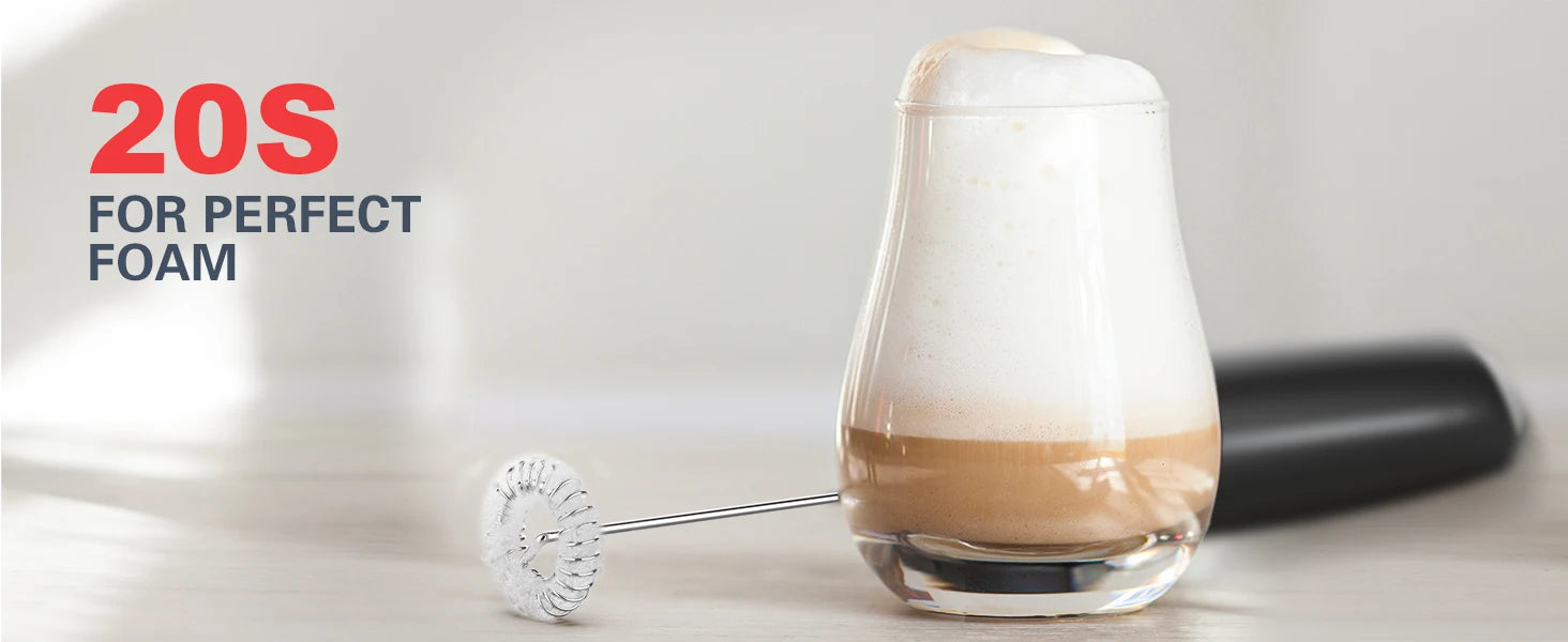 AeroWhisk Handheld Milk Frother Electric Wand For Coffee Latte Matcha Hot Chocolate With Auto Shut Off