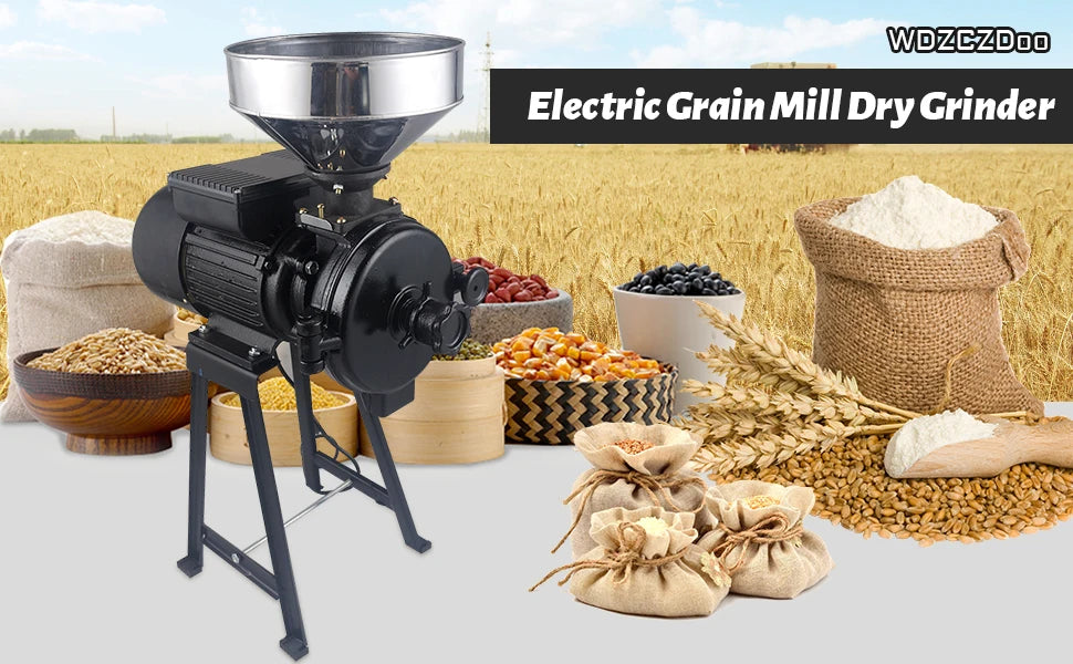 Northgate Electric Grain Mill For Dry Grains, Wheat And Coffee Bean Milling With Stainless Steel Funnel, 110/220V