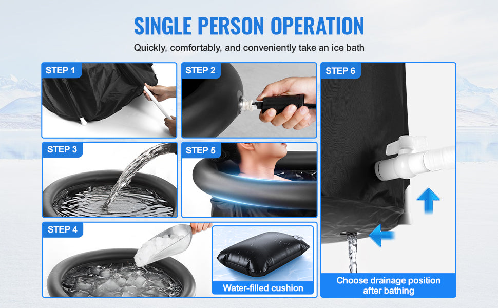 SucceBuy Portable Ice Bath Tub For Cold Water Therapy Inflatable Plunge Pool For Athletes Outdoor Use