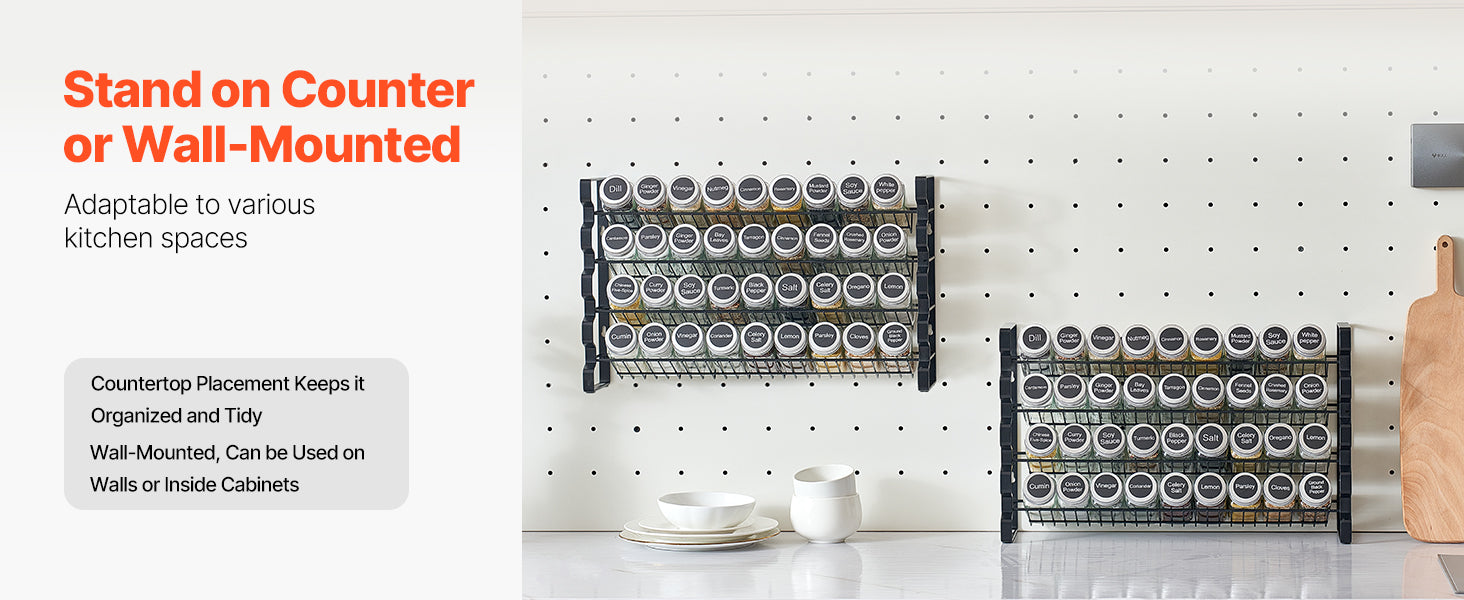 NordicEdge Cabinet Spice Rack Organizer With 36 Or 72 Empty Jars Lids Labels And Funnel