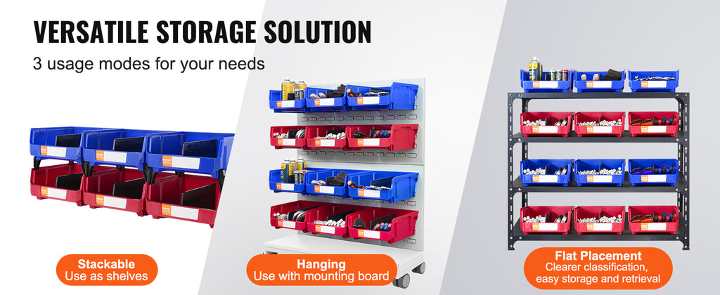 SucceBuy Six Pack Stackable Garage Storage Bins For Wall Mounted Organizer In Closet Kitchen And Office