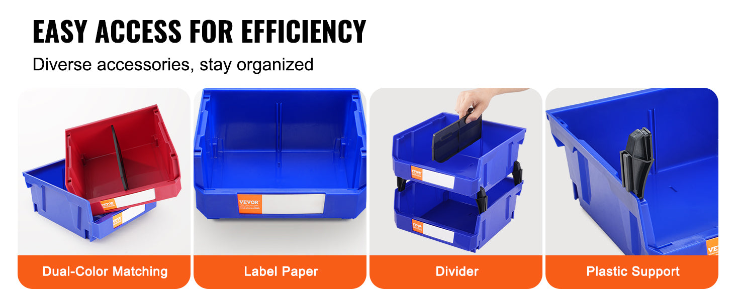 SucceBuy Six Pack Stackable Garage Storage Bins For Wall Mounted Organizer In Closet Kitchen And Office