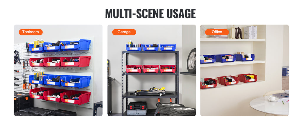 SucceBuy Six Pack Stackable Garage Storage Bins For Wall Mounted Organizer In Closet Kitchen And Office