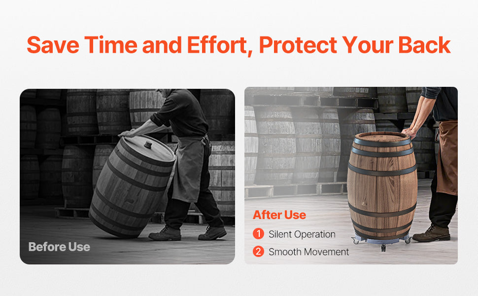 Vevor Trash Can Dolly 440 lb Capacity Adjustable 15 to 22.8 Inch 4 Wheel Drum Rolling Cart Blue Black Plant Caddy