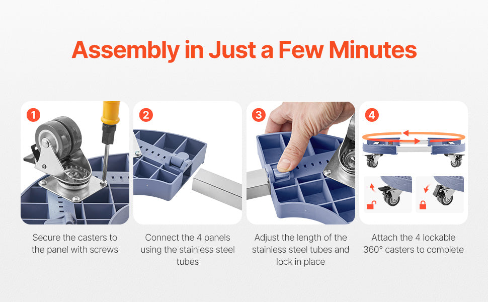 Vevor Trash Can Dolly 440 lb Capacity Adjustable 15 to 22.8 Inch 4 Wheel Drum Rolling Cart Blue Black Plant Caddy